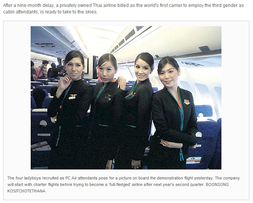 PC Air Ladyboys PC Airlines First to Feature Transsexual Ladyboys AKA Shemales